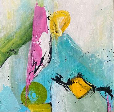 DAY DREAMING - Size: 6"x6"x1.5" - acrylic on wood panel canvas - $48 + s/h.