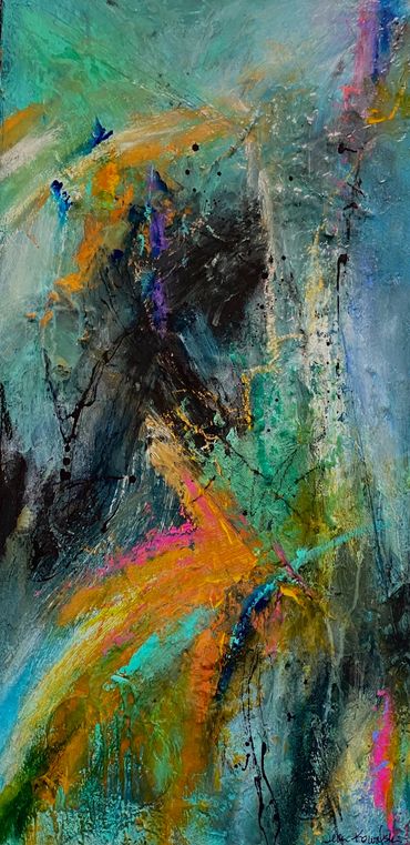 "Blossoming" - acrylic on canvas, unframed. Size: 10" x 20" x 1.5"
$260 + s/h.