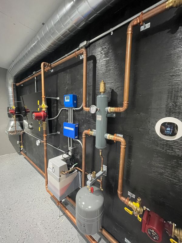 Hydronic heating system, boiler room, heated floors, snowmelt Toronto HVAC GTA York Region