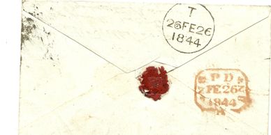 Back of envelope carrying the postmarks