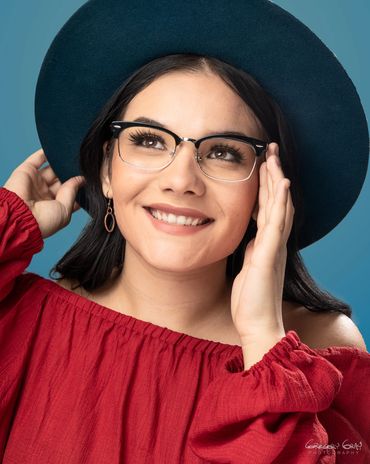 Advertising Photo of girl wearing glasses. Agency - CMG Media Concepts. Client - Mendelsohn Optometr