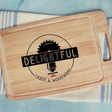 Delightful laser and woodwork logo