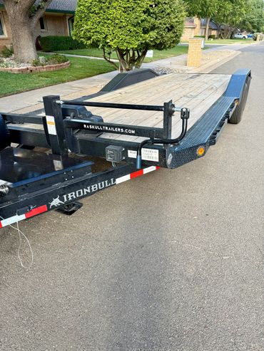 22ft Iron Bull car hauler trailer for rent in Lubbock, TX with 102-inch wide deck