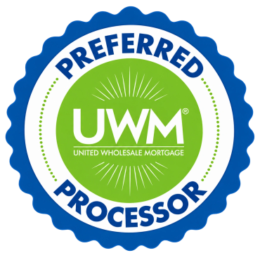 UWM Preferred Processor badge logo.