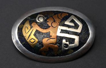 Metales Casados Mix Metal Sterling Mexican Diety Brooch/ Pin