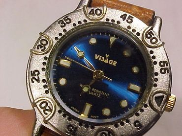 Visage Deep Blue Face Water Resistant Watch