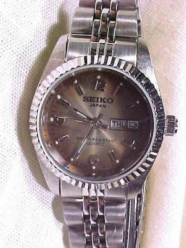 Seiko Brown Metallic Dial Day Date WR Watch
