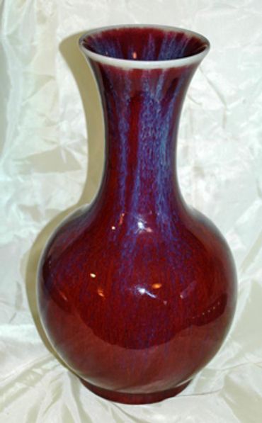 Chinese Oxblood Flambe Vase 12"