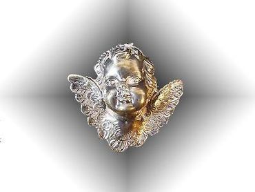 Large Sterling Silver Cherub Angel 3-D Pendant Repousse , RM Thursh Christmas Ornament