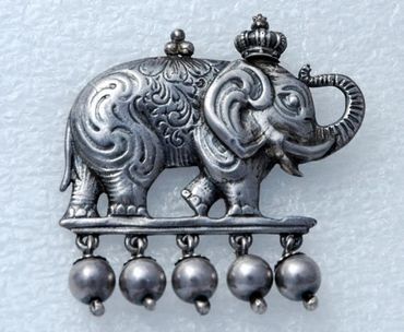 BIG Sterling Silver Elephant Dangle Pin 28gm