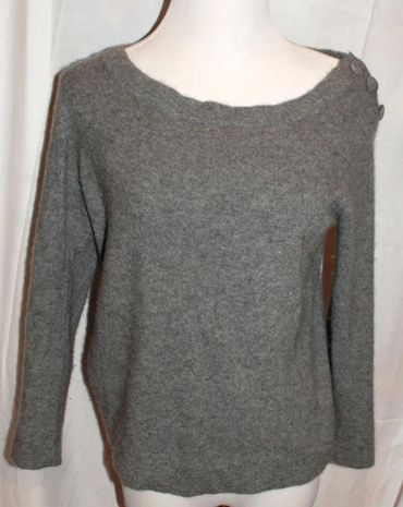 Cashmere Sweater Neiman Marcus Exclusive Retro Style Gray Size Large