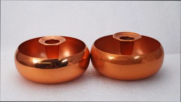 Pair of VINTAGE COPPERCRAFT GUILD ROUND TAPER CANDLE HOLDERS 4.5