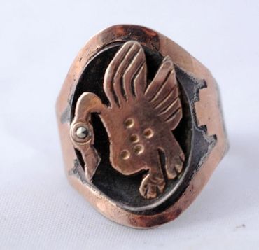 18k Gold Mystical Peruvian Ring, Signed