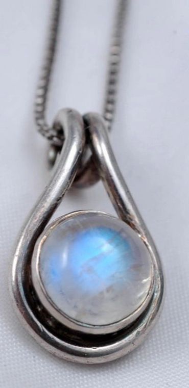 Labradorite Cabochon Sterling Silver Pendant Necklace