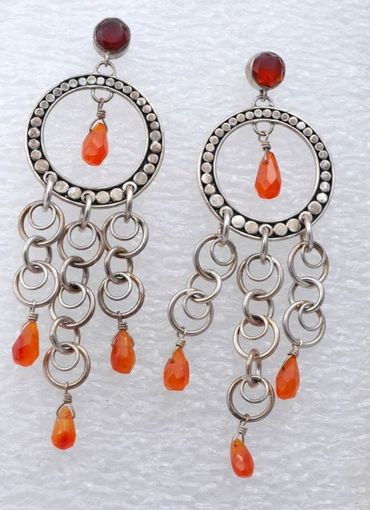 Carnelian & Sterling Silver Lori Bonn Chandelier Dangle Earrings