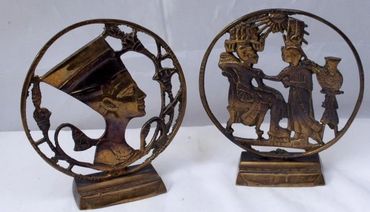 Egyptian Scene Brass Bookends