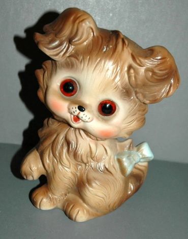 Bisque Puppy Dog Night Light, ceramic with glass eyes