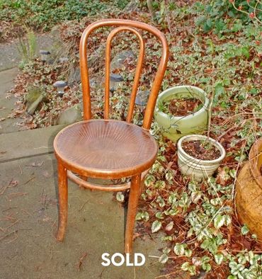 Antique Thonet Bentwood Cafe Chair, Bistro Chair with Steam Embossed Seat Original Label