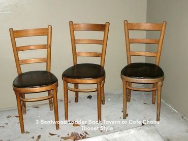 3 Bentwood Ladder Back Tavern or Cafe Chairs Thonet Style