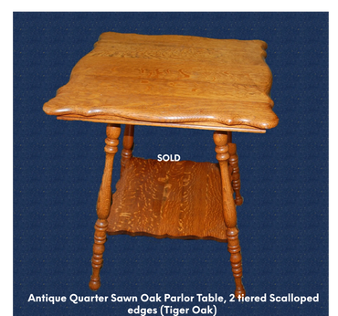 Antique Quarter Sawn Oak Parlor Table, 2 tiered Scalloped edges (Tiger Oak)