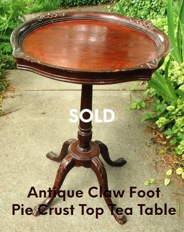 Antique Claw Foot Pie Crust Top Tea Table