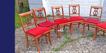 6 Vintage Dining Chairs Bassett Furniture Lyre Back from 1940's