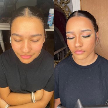 Age appropriate natural makeup look with a few rhinestones added