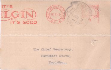 A 1934 Postcard Addressed to Elgin Mills, Kanpur