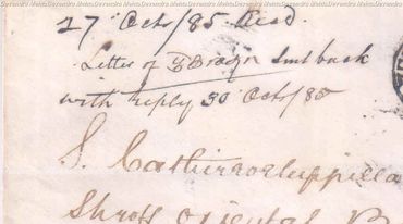 A 1885 envelope addressed to Oriental bank, Colombo