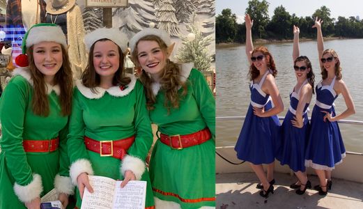 We have a variety of singing groups. Victorian Carolers, singing elves, the DAE Sisters and more!