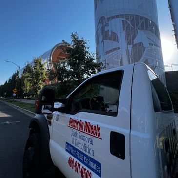 Debris on Wheels rock delivery truck in Oregon University