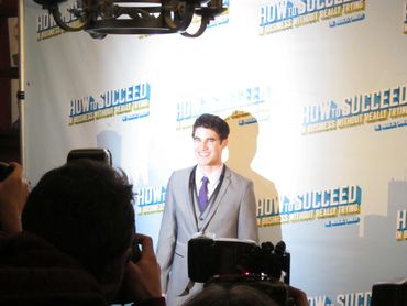Darren Criss post his first show replacing Daniel Radcliffe in How To Succeed in Business Without Re