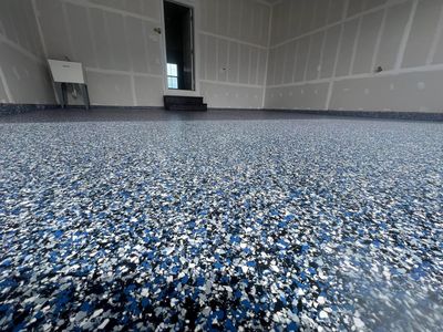 Epoxy Flooring | North Hills Blue Flake