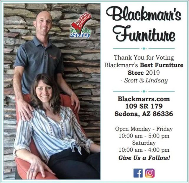 Blackmarr's Furniture Sedona voted number 1 furniture store in the Verde Valley 2019. 
