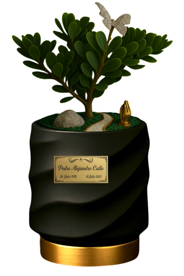 Mesa | Porcelana | Bonsai Jade Macho | Placa Bronze