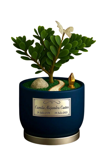 Mesa | Porcelana | Bonsai Jade Macho | Placa Metalica