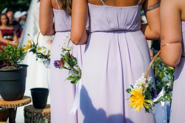 a line of bridesmaids