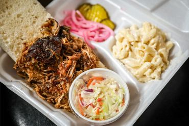 Pulled pork with slaw and mac