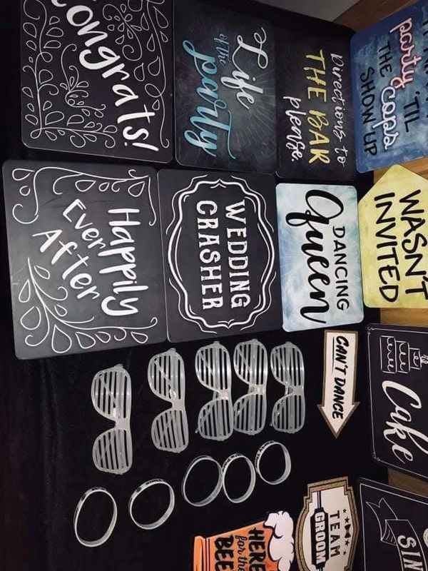 High-quality thick plastic props for our magic mirror photo booths in Rockford, IL. Package with DJ!