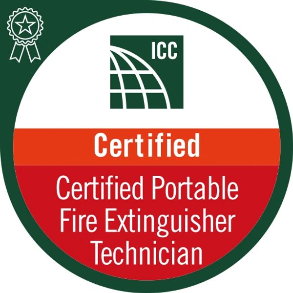Certified Portable Fire Extinguisher Technician badge.