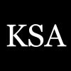 White 'KSA' text on a black background.