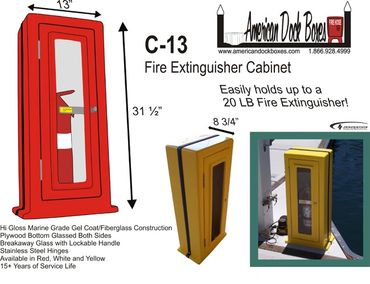 Fire Extinguisher, Fire Extinguisher Cabinet, Fiberglass, Dock Fire Extinguisher, Marina and Boats