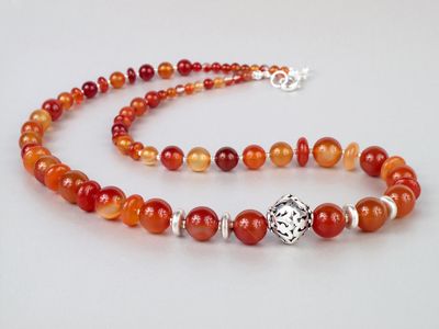 Handcrafted necklace. Gemstone beads with Bali silver accent beads.