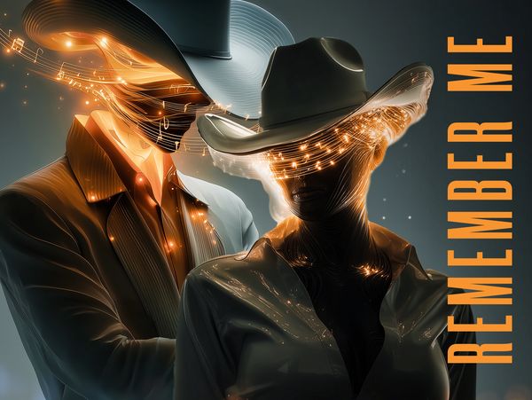 Glowing cowboy artwork in modern stylized art style