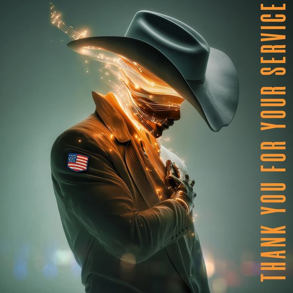 Creative stylized cowboy silhouette with glowing outline