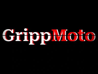 Logo with the text 'GrippMoto' in white and red on a black background.