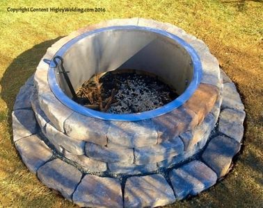 alt=" fire pit liner with top flange lip rim Higley welding"