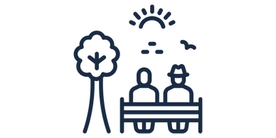 Icon of a funeral scene with a coffin, two mourners, and a memorial wreath.