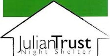 Logo of Julian Trust Night Shelter with a house and green roof.