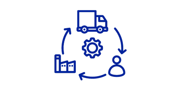 Blue fleet management cycle icon